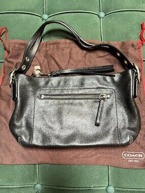 Coach Black Leather Tassel Zip Hobo Shoulder Bag Y2K Vintage